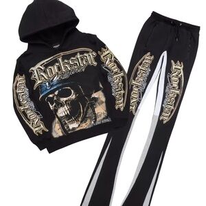 NWT Rockstar Original Men Kyce Black/Beige hoodie/ Super Stacked Track Set